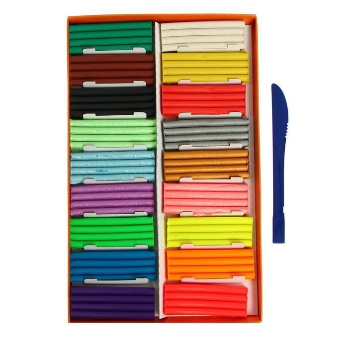 Пластилин 18 цветов 234 г (6 классических, 6 флуоресцентных, 6 перламутровых) Пластилин 18 цветов 234 г (6 классических, 6 флуоресцентных, 6 перламутровых) "Гамма" "Оранжевое солнце", со стеком