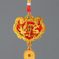 Подвеска пластик, текстиль "Дракон и феникс" 8 монет 1,8х7х37 см Подвеска пластик, текстиль "Дракон и феникс" 8 монет 1,8х7х37 см