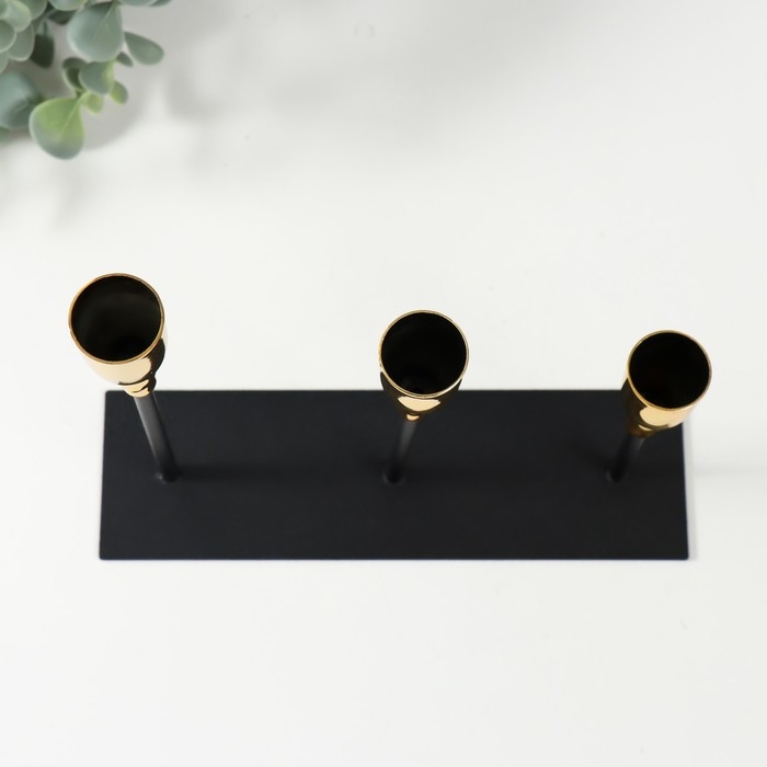 Подсвечник металл на 3 свечи "Ахиллес" чёрный с золотом 20х6х18 см