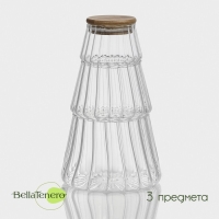 Банки стеклянные для хранения сыпучих продуктов BellaTenero &laquo;Эко&raquo;, 3 предмета, 14&times;22,5 см, с бамбуковой крышкой