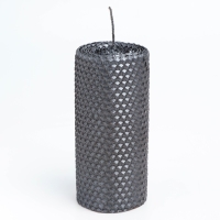 Свеча из вощины, 6х6х12,5 см, мокрый асфальт металлик