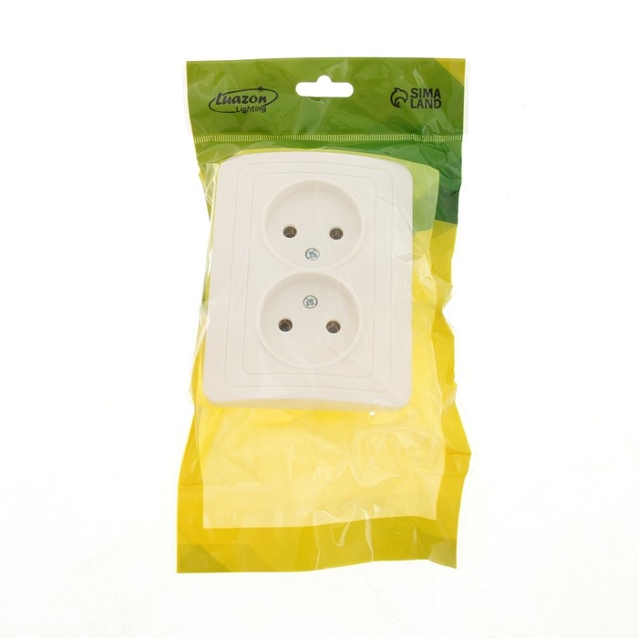 Розетка двухместная Luazon Lighting Розетка двухместная Luazon Lighting "Орион", 10 А, скрытая, без з/к, белая