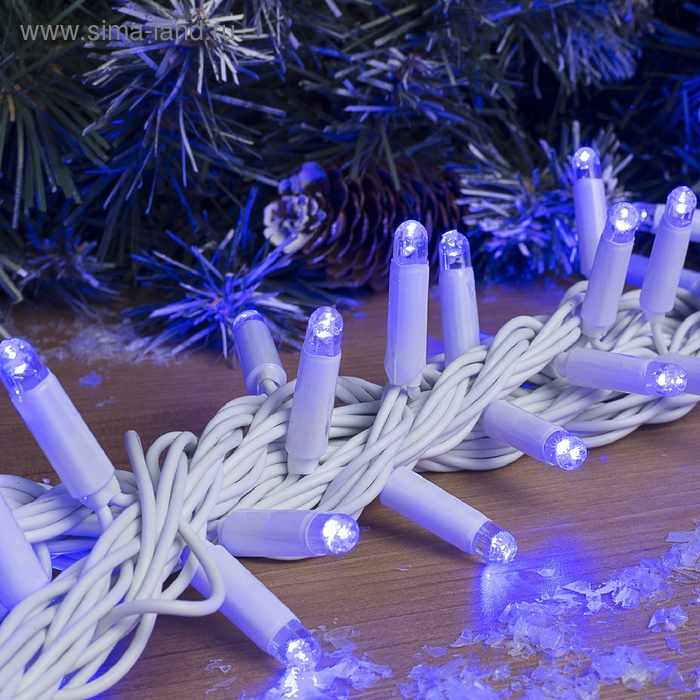 Гирлянда «Нить» 10 м, IP65, УМС, белая нить, 100 LED, свечение синее, 220 В Гирлянда «Нить» 10 м, IP65, УМС, белая нить, 100 LED, свечение синее, 220 В