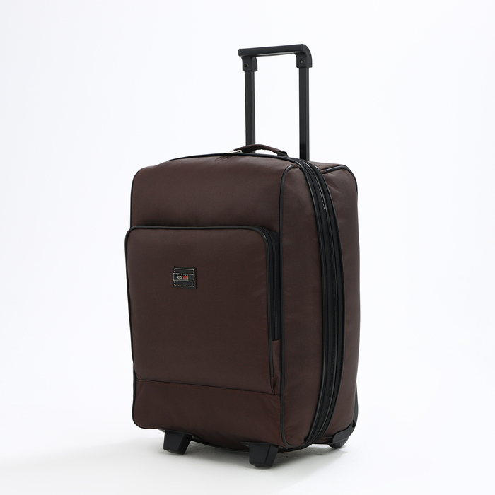 Чемодан малый 52 л (S), &laquo;Фабрика КАРТЕКС&raquo;, отдел на молнии, с расширением, наружный карман, 2 колеса, цвет коричневый