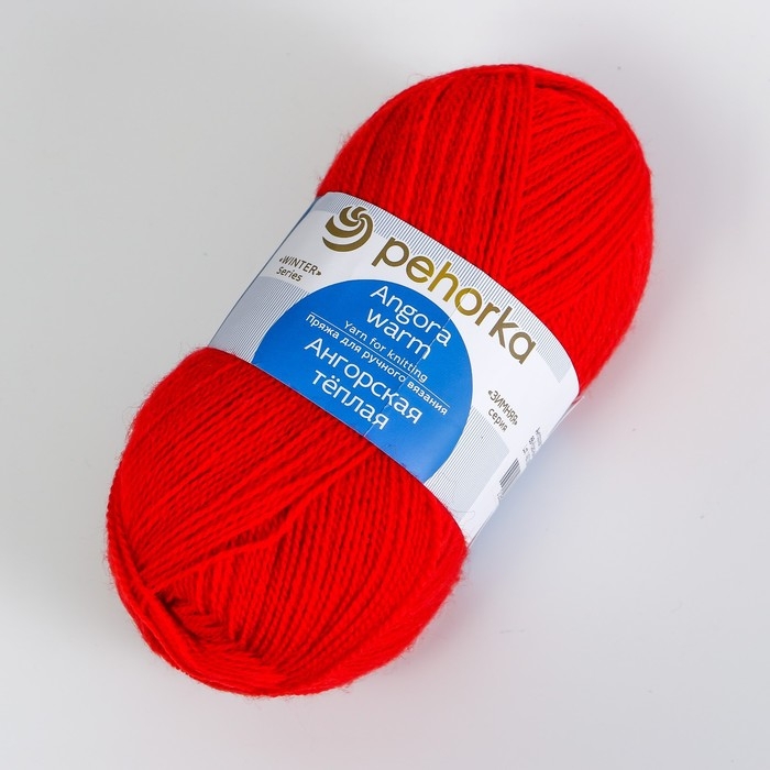 Пряжа Пряжа "Ангорская тёплая" 40% шерсть, 60% акрил 480м/100гр (88 красный мак)