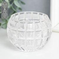 Подсвечник стекло "Бочонок" d-4,5 см прозрачный 7,5х7,5х6 см