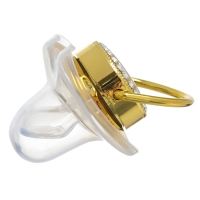 Соска - пустышка силиконовая ортодонтическая «Корона», от 6 мес., с колпачком + держатель - цепочка, цвет золотой/черный, стразы Соска - пустышка силиконовая ортодонтическая «Корона», от 6 мес., с колпачком + держатель - цепочка, цвет золотой/черный, стразы