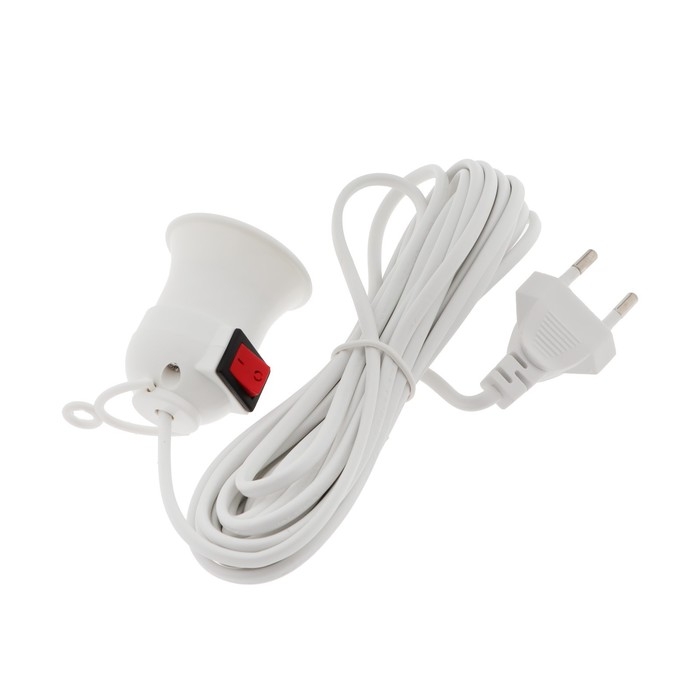 Светильник с выключателем, под лампу, Е27, провод 5 м, белый Светильник с выключателем, под лампу, Е27, провод 5 м, белый