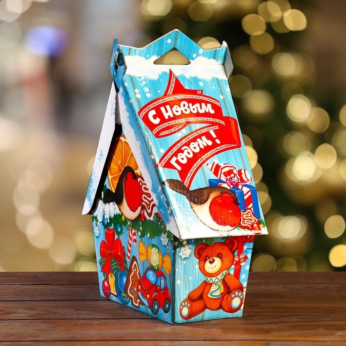 Новый год. Подарочная коробка "Скворечник солнечный", 26 х 11 х 20,5 см.
