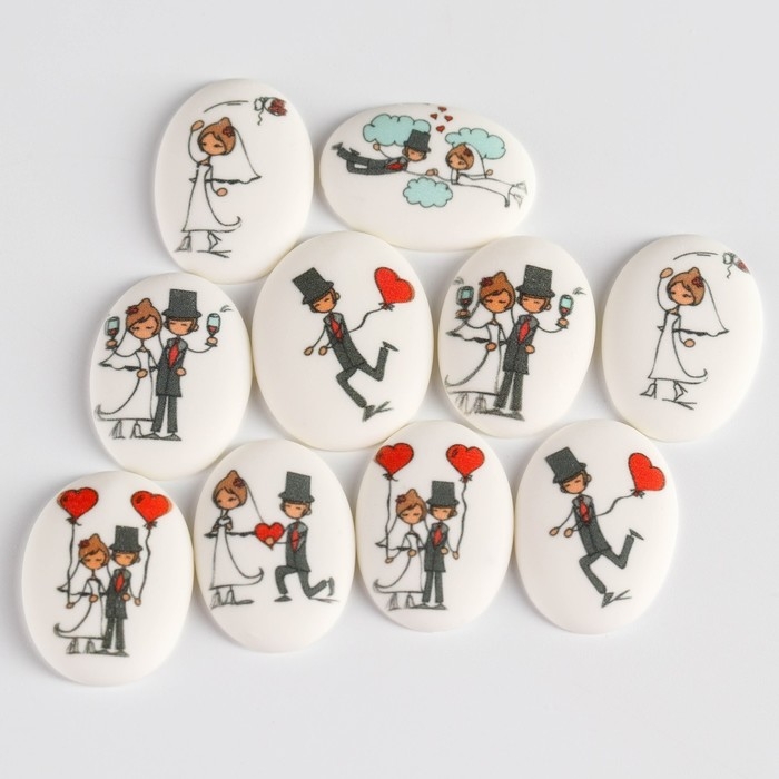 Посыпка медальоны сахарная с картинкой микс: &laquo;Свадьба&raquo; для декора капкейков, торта, напитков, 20 г.