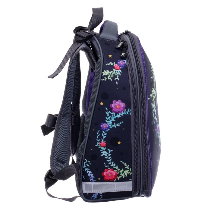 Рюкзак каркасный школьный 38 х 30 х 16 см, эргономичная спинка, Stavia "Совушка", серый