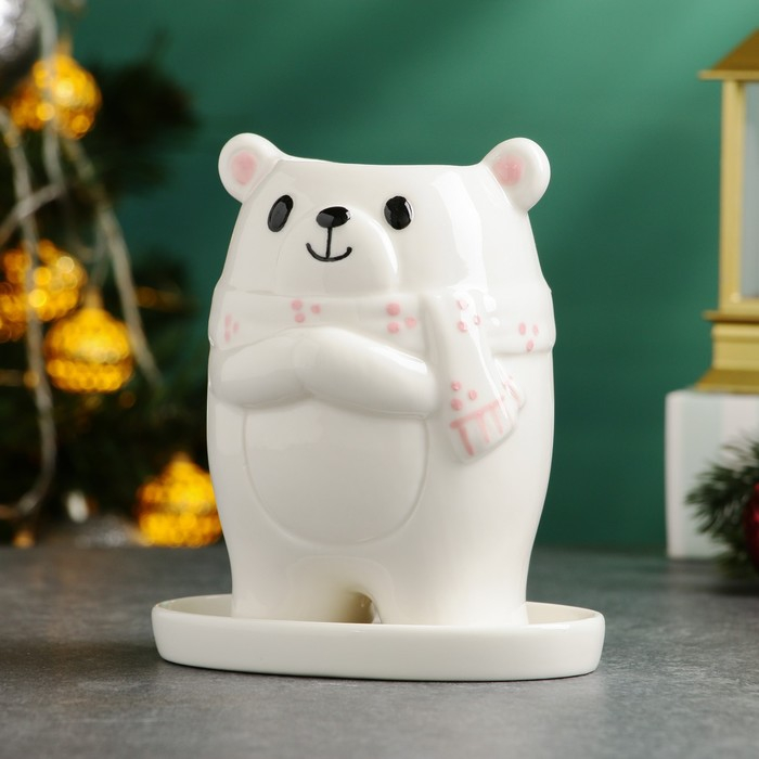 Горшок "Медвежонокв шарфике" 14*9*9см  МИКС