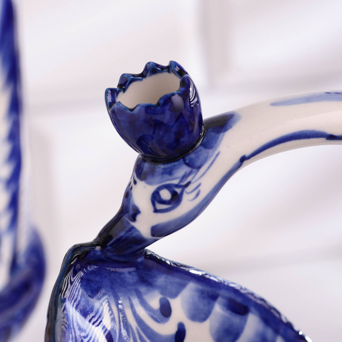 Конфетница Конфетница "Лебедь", малая, гжель, фарфор, 14х19 см