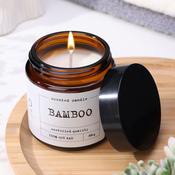 Свеча ароматическая в банке Свеча ароматическая в банке "Бамбук", совый воск, 88 г