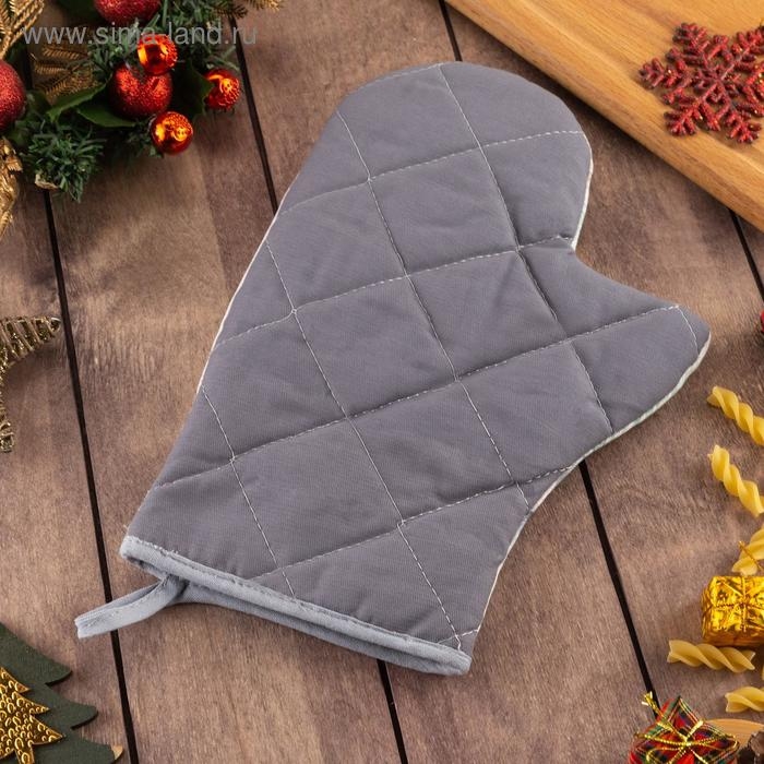 Новый год. Варежка-прихватка Новый год. Варежка-прихватка "Christmas flowers" 20х27см, саржа, 100% хлопок, ватин 250г/м2