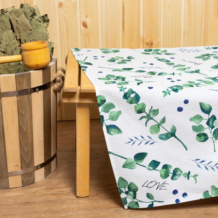 Простыня для бани &laquo;Эвкалипт&raquo; 150х180&plusmn;5 см, 100% хлопок, вафельное полотно, 160 гр/м2