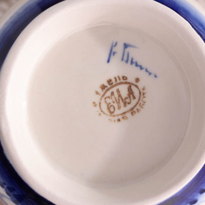 Кружка Кружка "Утро Хозяйка", 0,3 л, 11х12 см, гжель, фарфор