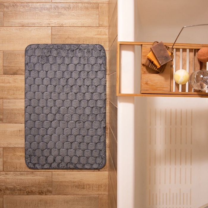 Коврик для ванной Этель «Ромбы», цв. светло-серый, 50х80 см Коврик для ванной Этель «Ромбы», цв. светло-серый, 50х80 см