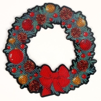 Алмазная мозаика на новый год с полным заполнением на фигурке. Новогодний венок &laquo;С Новым Годом&raquo;, 20 х 20 см, новогодний набор для творчества