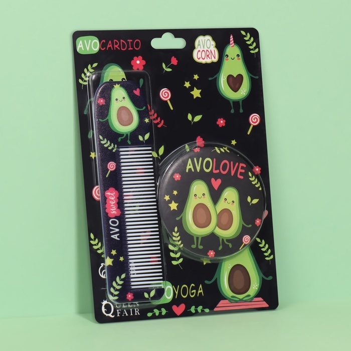 Набор &laquo;Авокадо&raquo;, зеркало, расчёска