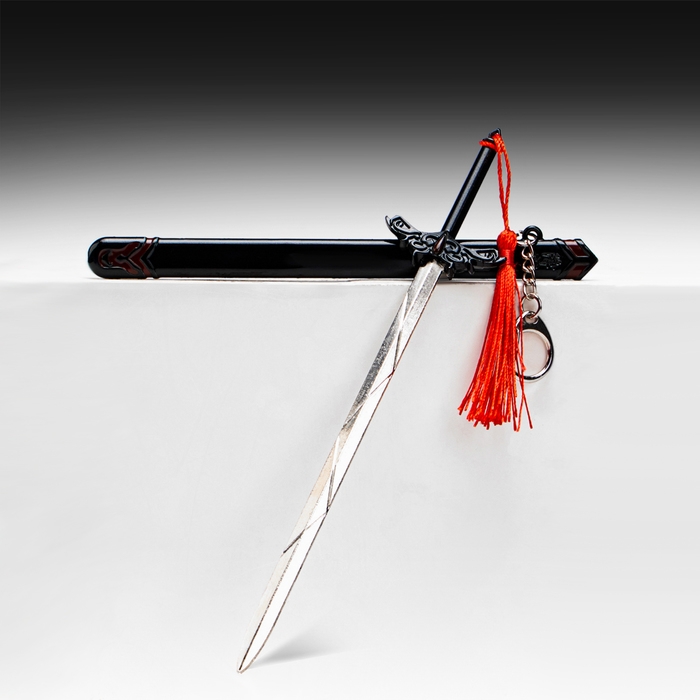 Сувенирное оружие подвесное мини "Меч в стиле Геншин", брелок, 20 см, чёрный