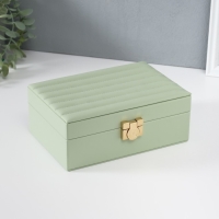 Шкатулка кожзам для украшений "Стёганная. Полоски" серо-зелёная 14х20х8 см Шкатулка кожзам для украшений "Стёганная. Полоски" серо-зелёная 14х20х8 см