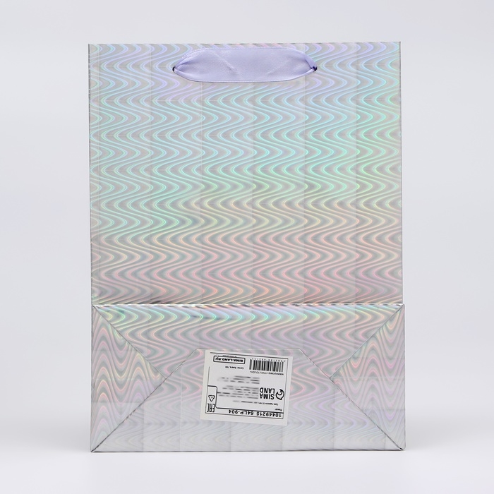 Пакет подарочный, фольгированный, упаковка, с окном, Пакет подарочный, фольгированный, упаковка, с окном, "Серебряный", S 23,5 х18 х 8,5 см