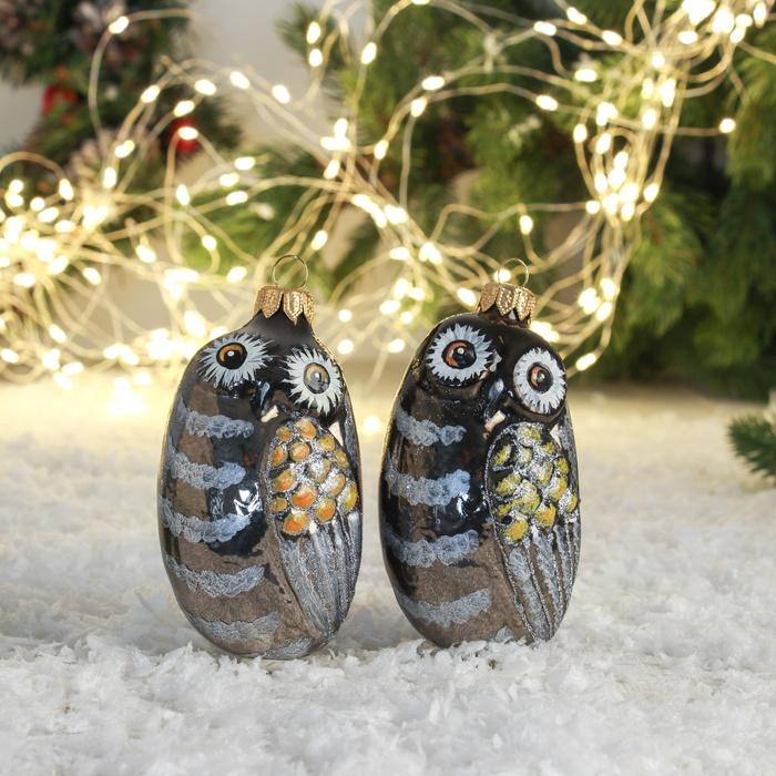 Ёлочная игрушка Ёлочная игрушка "Совушка" ручная роспись, 11 см, бело-серая