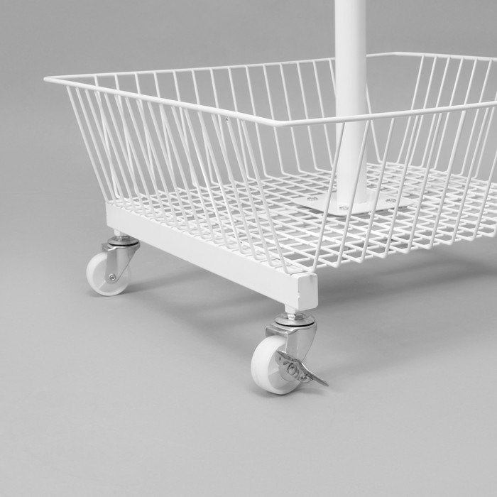 Стойка-накопитель разборный на колесах, 3 корзины, 50&times;50&times;128 см, цвет белый