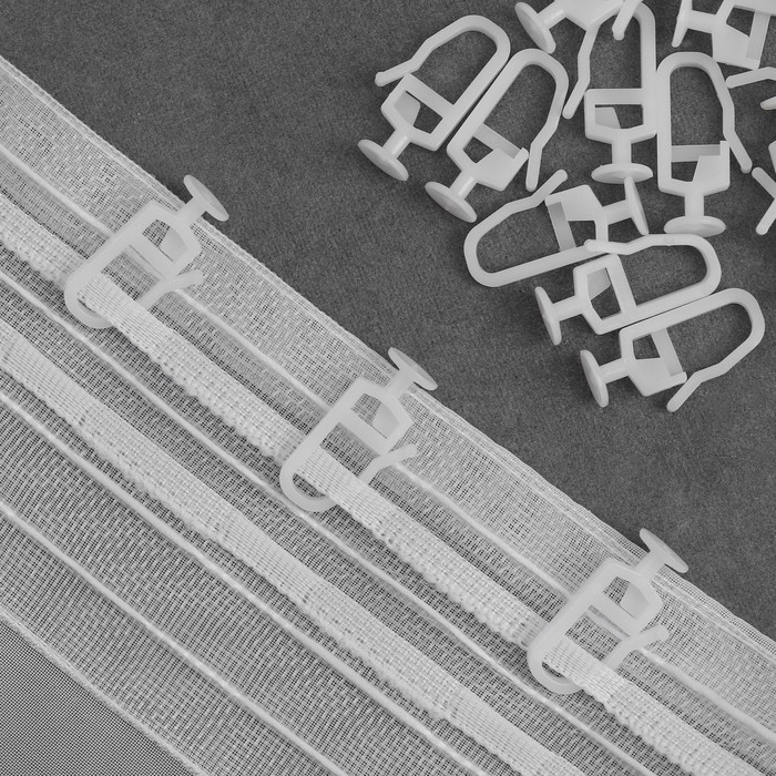 Крючок для штор, гвоздик с замком, 2,5 × 1,2 см, 20 шт, цвет белый Крючок для штор, гвоздик с замком, 2,5 × 1,2 см, 20 шт, цвет белый