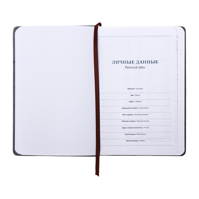 Ежедневник недатированный, А5, 140л, клетка, обл.кожзам, Стиль, серый