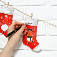 Гирлянда с прищепками новогодняя &laquo;Новогодние носочки&raquo;, на Новый год, красная, длина 1.5 м.