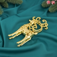 Украшение ёлочное "Олень с рогами из бусин" 16х7,5 см, золото