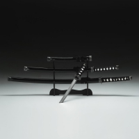 Сув. изделие катаны 3в1 на подставке, ножны дерево, черные глянец 54/81/100см, рукоять микс