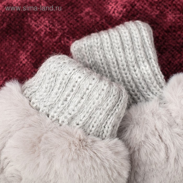 Варежки для девочки двойные, серый, размер 16