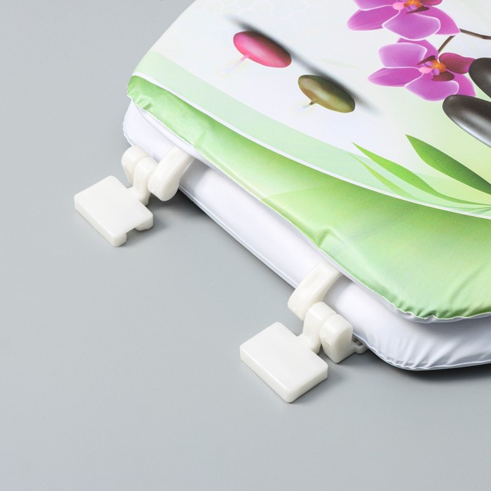 Сиденье для унитаза с крышкой Доляна &laquo;Камни дзен&raquo;, 40&times;37 см, мягкое