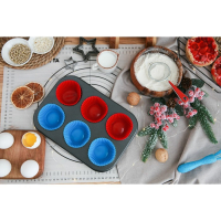 Форма для выпечки Доляна &laquo;Силикон плюс&raquo;, 27&times;18,5 см, 6 ячеек, силиконовые вкладки, антипригарное покрытие, цвет формочек МИКС