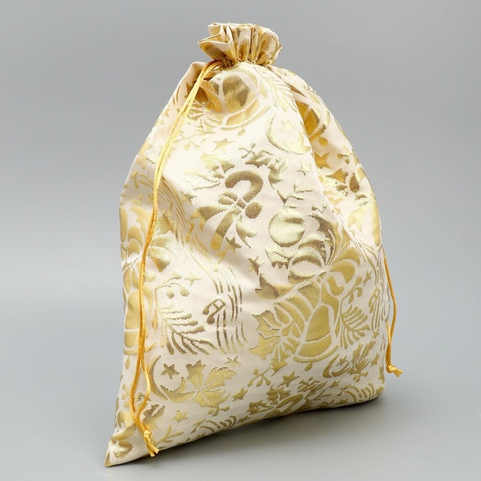 Мешочек подарочный парча &laquo;Новогодняя мелодия&raquo;, тиснение, 30 х 40 см +/- 1.5 см, Новый год