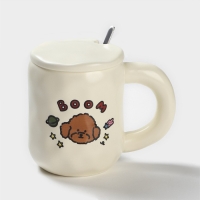 Кружка керамическая с ложкой «Мишка», 450 мл, цвет бежевый Кружка керамическая с ложкой «Мишка», 450 мл, цвет бежевый