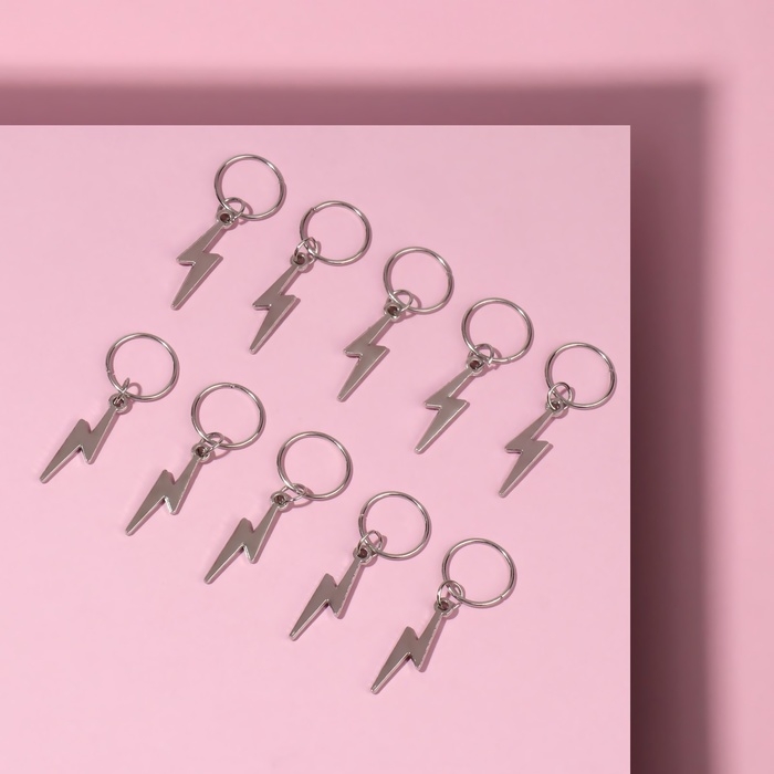 Пирсинг для волос «Молния», 4,1 × 1,3 см, 10 шт, цвет серебристый Пирсинг для волос «Молния», 4,1 × 1,3 см, 10 шт, цвет серебристый