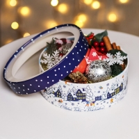 Коробка для макарун тубус с окном "С Новым годом" 21 х 21 х 7 см Коробка для макарун тубус с окном "С Новым годом" 21 х 21 х 7 см