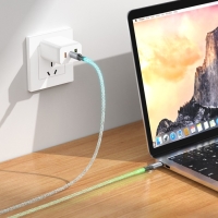 Кабель Hoco U112, Type-C - Type-C, 3 A, 1 м, светящийся, cерый