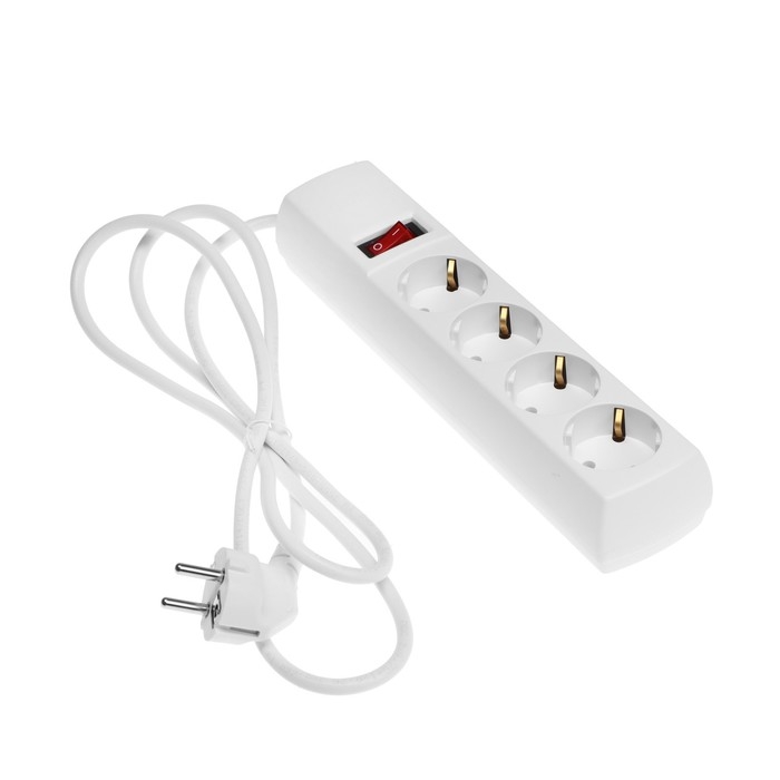 Сетевой фильтр Юнивольт, 4 гнезда, 1.5 м, 10 А, 2200 Вт, с з/к, белый