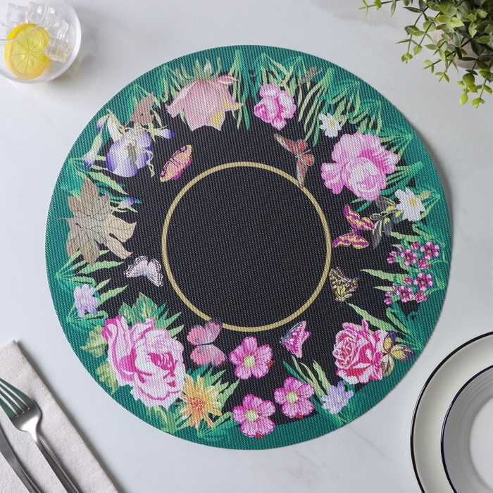 Салфетки сервировочные на стол Доляна &laquo;Роуз&raquo;, 4 шт, d=38 см