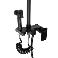 Душевая система ZEIN Z3863, смеситель, верхняя, ручная и гигиеническая лейка, полка, черная 993217 Душевая система ZEIN Z3863, смеситель, верхняя, ручная и гигиеническая лейка, полка, черная 993217