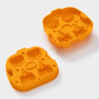 Форма для льда Доляна «Тыква», силикон, 4 ячейки, 15,4×14×4,5 см, цвет оранжевый Форма для льда Доляна «Тыква», силикон, 4 ячейки, 15,4×14×4,5 см, цвет оранжевый