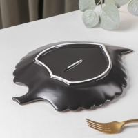 Блюдо керамическое сервировочное &laquo;Рапсодия. Лист&raquo;, 26,5&times;20,5&times;2,5 см, цвет чёрный