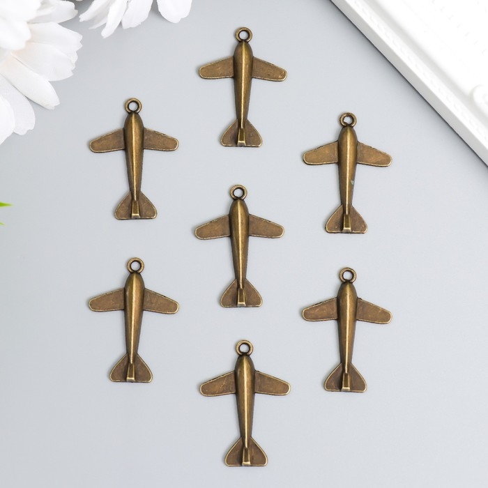 Декор для творчества металл Декор для творчества металл "Самолёт" бронза набор 8 шт 3,4х2,4 см