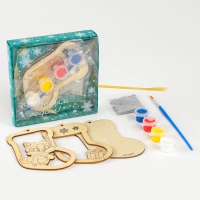 Ёлочная подвеска из дерева своими руками на новый год «Носок», новогодний набор для творчества Ёлочная подвеска из дерева своими руками на новый год «Носок», новогодний набор для творчества