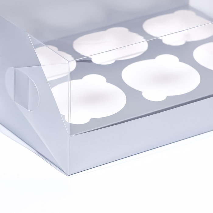 Коробка для 6 капкейков 23,5 х 16 х 10 , Серебро, кондитерская упаковка Коробка для 6 капкейков 23,5 х 16 х 10 , Серебро, кондитерская упаковка